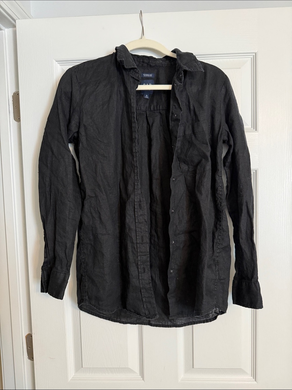 Gap 100% Linen Black Boyfriend Button Down Shirt